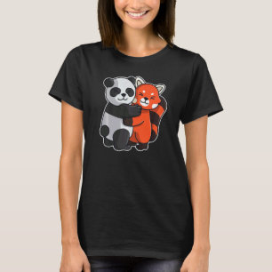 Camiseta Panda Vermelha E Panda Cuecas Para Mulheres Animai