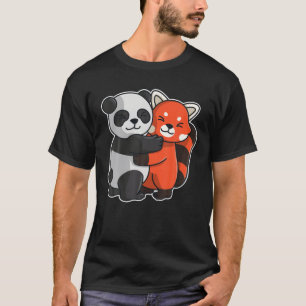 Camiseta Panda Vermelha E Panda Cuecas Para Mulheres Animai