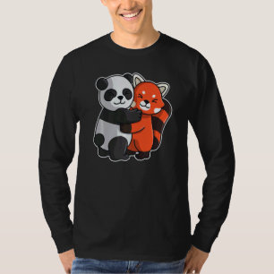 Camiseta Panda Vermelha E Panda Cuecas Para Mulheres Animai