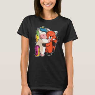 Camiseta Panda Vermelha E Unicórnio Bichinhos Para Animas M