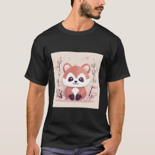 Camiseta Panda Vermelha Incrível E Ness De Flor De Cereja