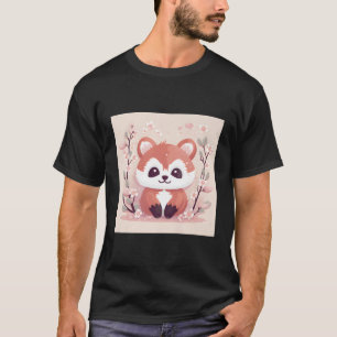 Camiseta Panda Vermelha Incrível E Ness De Flor De Cereja