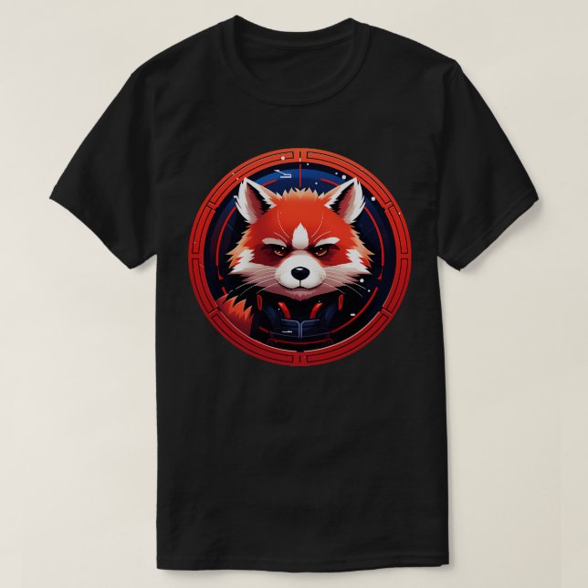 Camiseta Panda Vermelha no Astronauta Espacial Animal (Frente do Design)