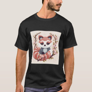 Camiseta Panda Vermelha No Jardim De Flor De Cereja, Spring