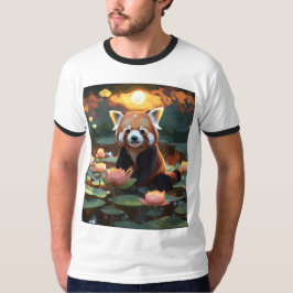Camiseta Panda vermelha no lago de lótus