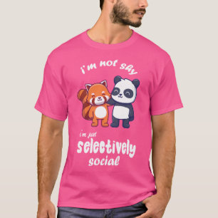 Camiseta Panda Vermelha Tímida Não Sou Anti-Social Eu Sou S
