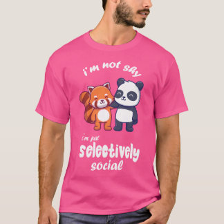 Camiseta Panda Vermelha Tímida Não Sou Anti-Social Eu Sou S