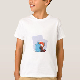 Camiseta Panda Vermelho Abraçando Jarro de Água Crianças
