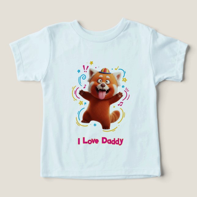 Camiseta Panda Vermelho Alegre Cartoon 3D (Design frontal)