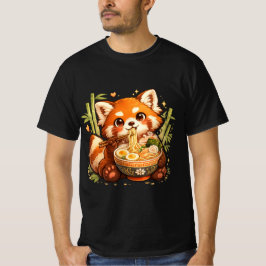 Camiseta Panda Vermelho Comendo Ramen – Adorável Amante de