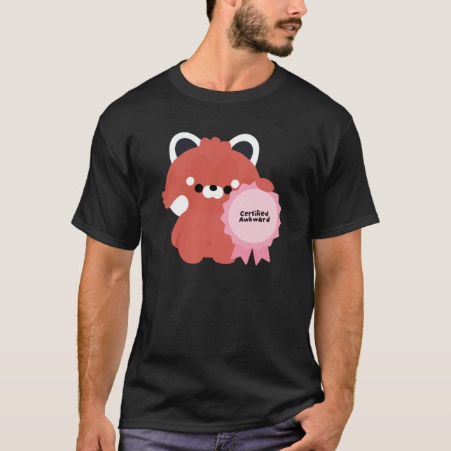 Camiseta Panda Vermelho Desajeitado Certificado (Frente)