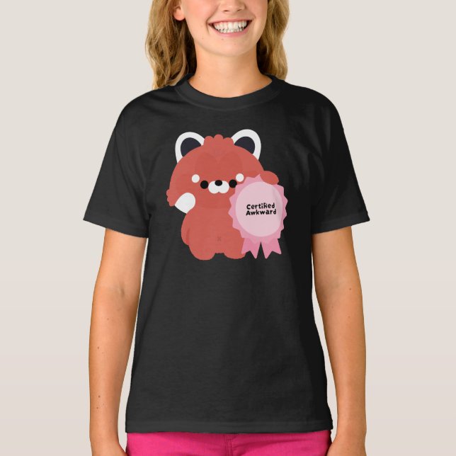 Camiseta Panda Vermelho Desajeitado Certificado (Frente)