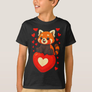 Camiseta Panda Vermelho Dia dos Namorados Romântico Cartoon