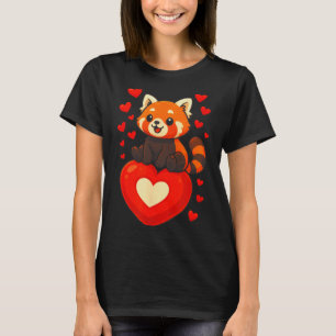 Camiseta Panda Vermelho Dia dos Namorados Romântico Cartoon
