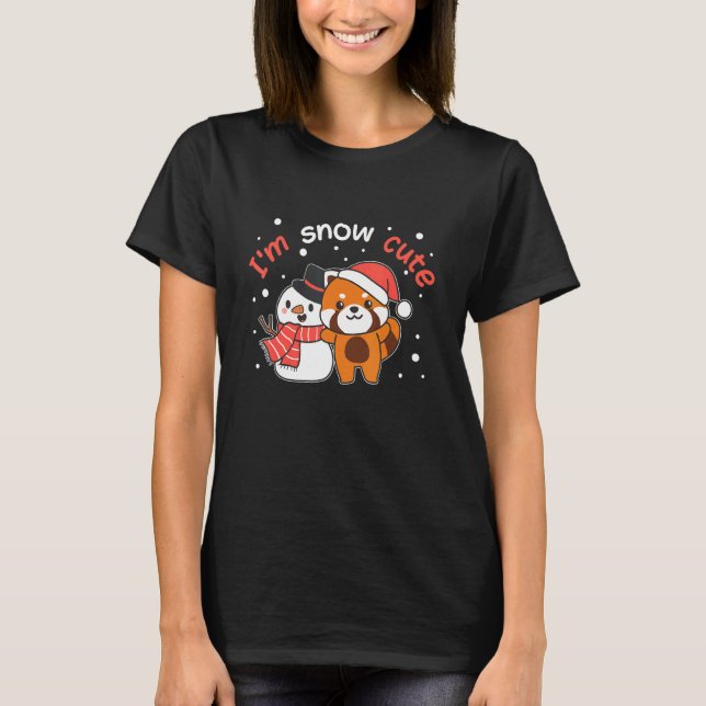 Camiseta Panda Vermelho Eu Sou Boneco de Neve Fofo Boneco d (Frente)