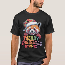 Camiseta Panda Vermelho Feliz Natal 12/25/25