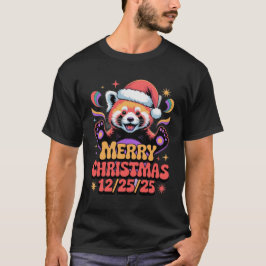 Camiseta Panda Vermelho Feliz Natal 12/25/25