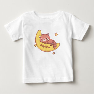 Camiseta Panda Vermelho Fofo Dormindo Na Lua