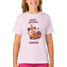Panda Vermelho Fofo - Feliz Aniversário