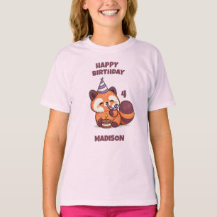 Camiseta Panda Vermelho Fofo - Feliz Aniversário