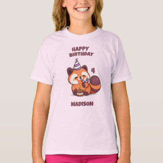 Camiseta Panda Vermelho Fofo - Feliz Aniversário