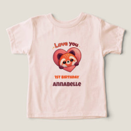 Camiseta Panda Vermelho Fofo - Menina de 1º Aniversário