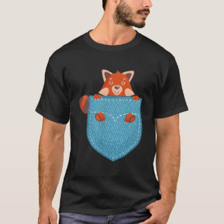 Camiseta Panda Vermelho no Bolso Pandas Vermelhos Animal