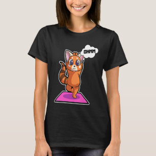 Camiseta Panda Vermelho Poses de Yoga Esporte Ginástica Ohm