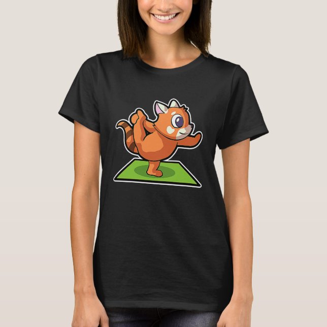 Camiseta Panda Vermelho Poses de Yoga Esporte Ginástica Ohm (Frente)