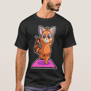 Camiseta Panda Vermelho Poses de Yoga Esportes Ginástica Oh