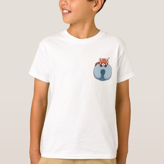 Camiseta Panda Vermelho Sonolento Travesseiro Infantil (Frente)