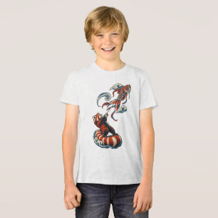 Camiseta Panda Vermelho Voando uma Brilhante Pipa Koi