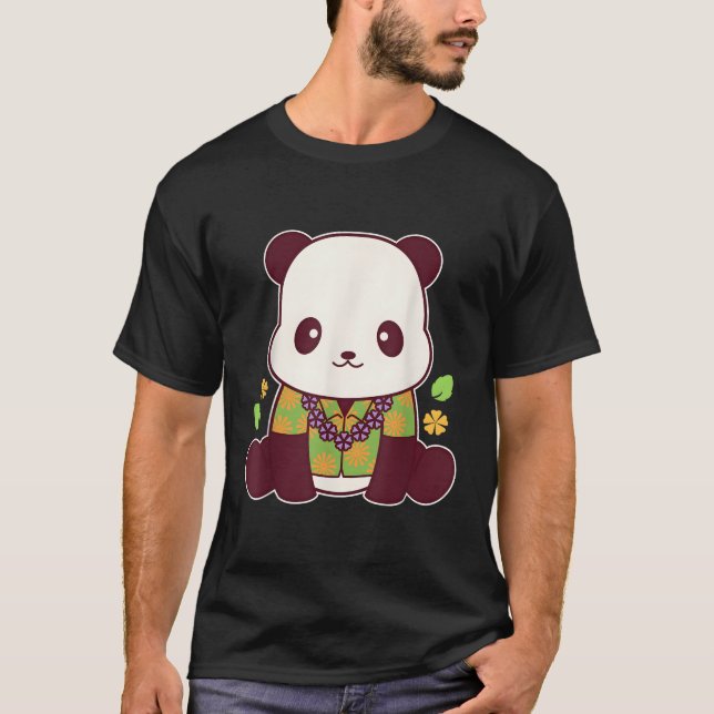 Camiseta Panda Vestindo Urso de Panda Havaí (Frente)