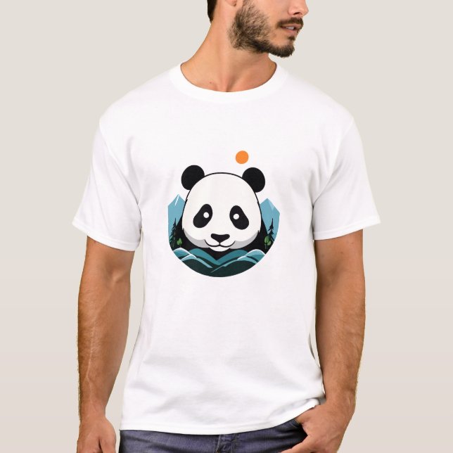 Camiseta Panda Vetor Art Animal Modern Urban City Graphic (Frente)