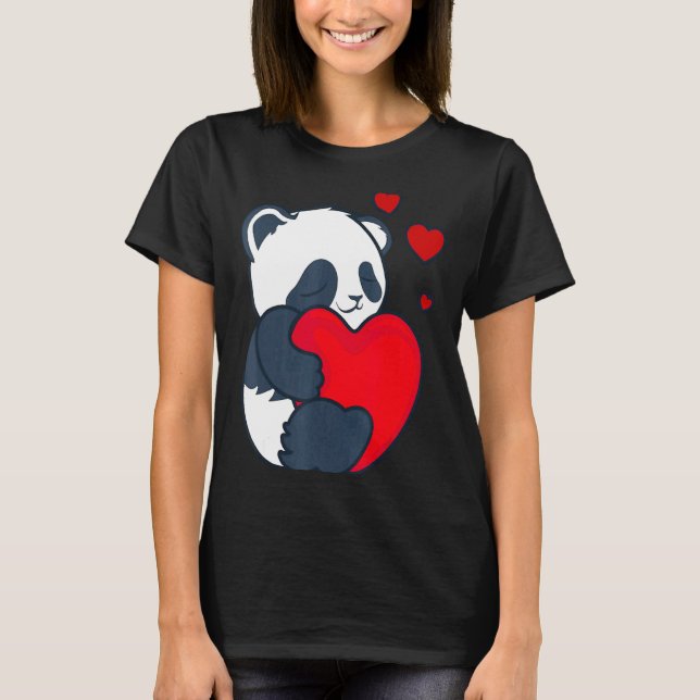 Camiseta Panda Women Valentines Day Girlfriend Heart  (Frente)