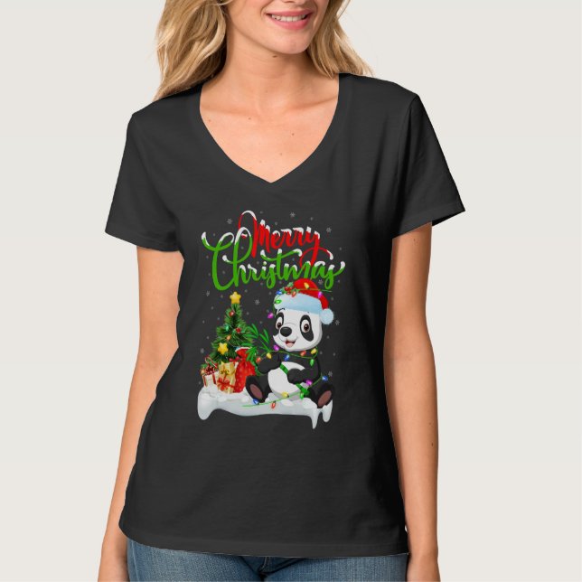 Camiseta Panda   Xmas Decorations Santa Panda Christmas (Frente)