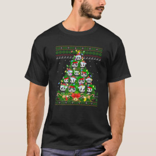 Camiseta Panda Xmas Lighting Tree Papais noeis Panda Ugly C