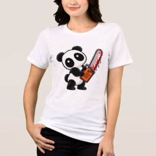 Camiseta Panda Zumbi de Motosserra Sinistro Fofo