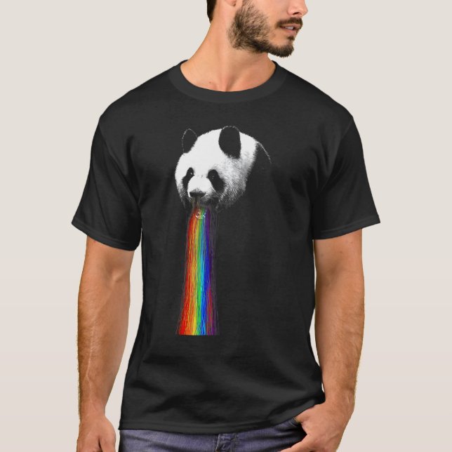 Camiseta Pandaloso Panda Vomite Arco-Íris Humor Gráfico De (Frente)