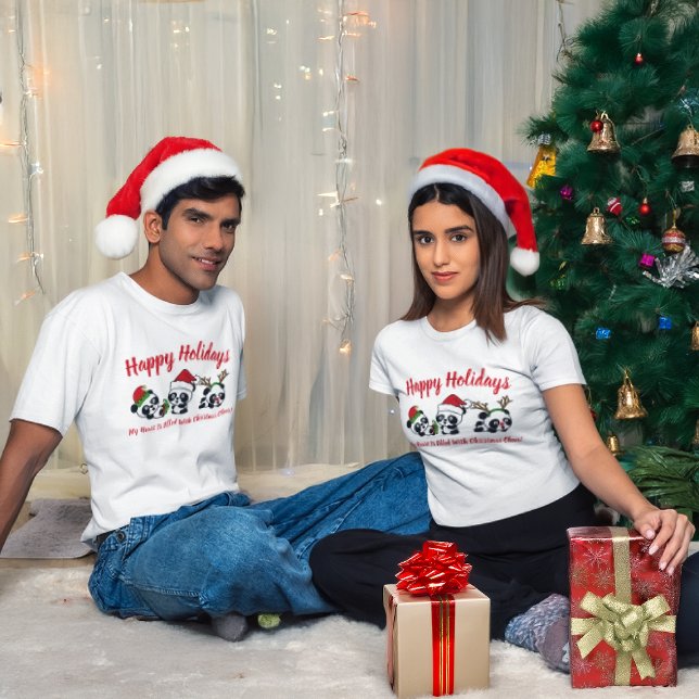 Camiseta Pandas de Natal Personalizadas (Criador carregado)