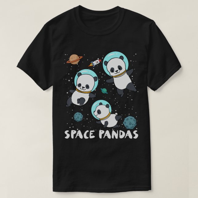 Camiseta Pandas Espaciais Astronauta Engraçado Planeta Viag (Frente do Design)
