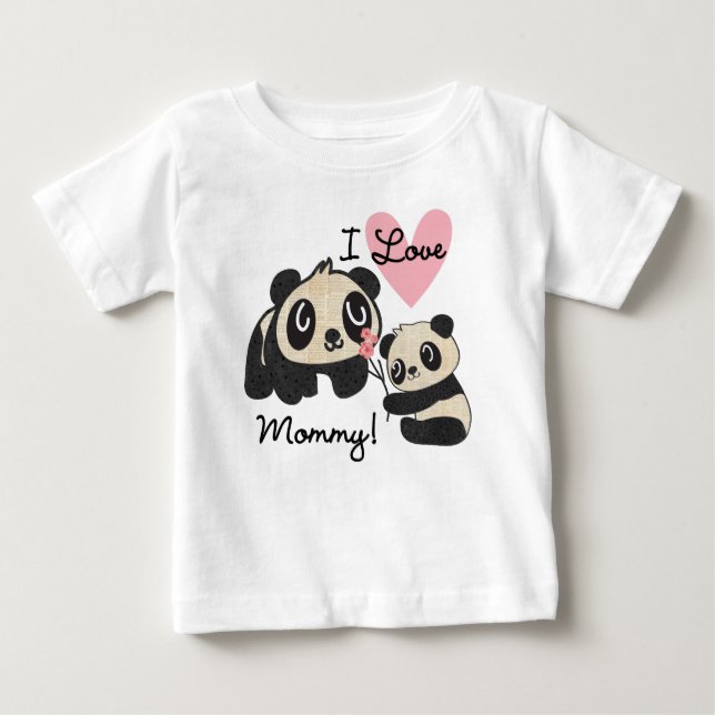 Camiseta Pandas Eu Amo Mamãe (Frente)