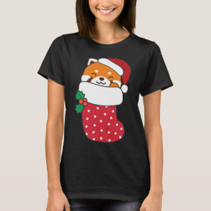 Camiseta Pandas Vermelhas Bonitas Em Meias De Natal Para O