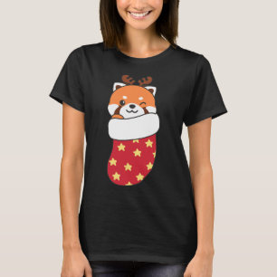 Camiseta Pandas Vermelhas Bonitas Em Meias De Natal Para O