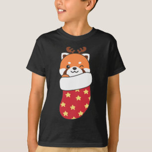 Camiseta Pandas Vermelhas Bonitas Em Meias De Natal Para O 