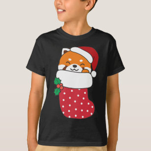 Camiseta Pandas Vermelhas Bonitas Em Meias De Natal Para O 