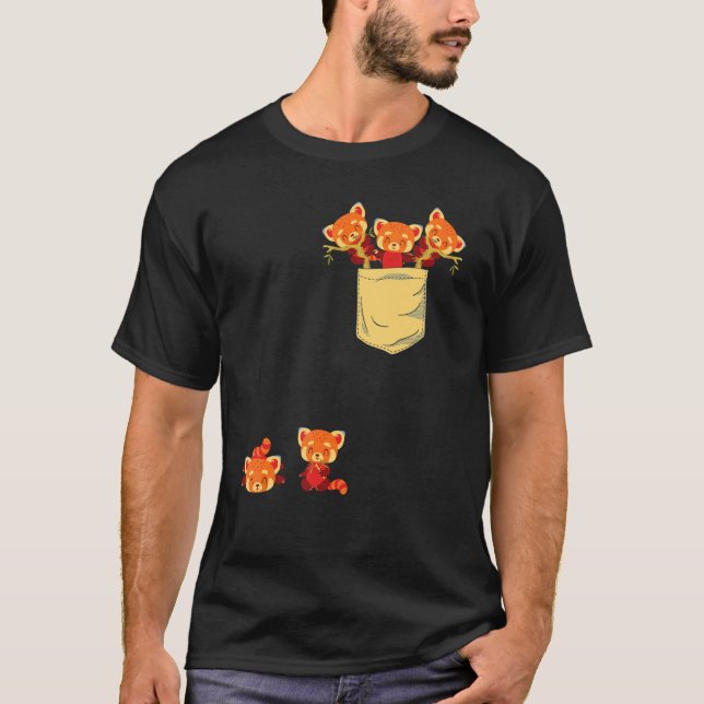 Camiseta Pandas Vermelhas Em Um Anima De Urso De Panda Cute (Frente)