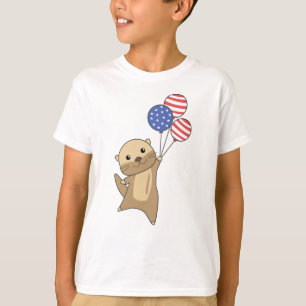 Camiseta Pandas Vermelhas Voa Com Balões 4 De Julho