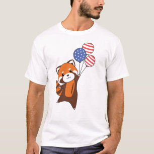 Camiseta Pandas Vermelhas Voa Com Balões 4 De Julho