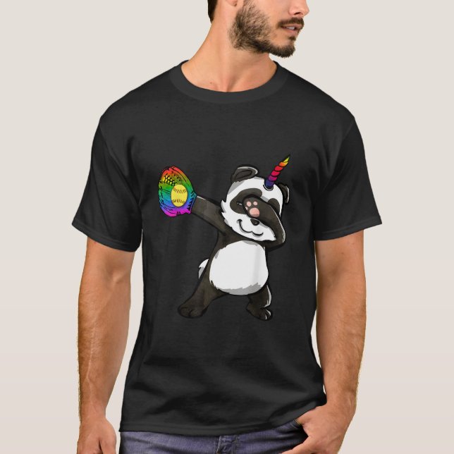 Camiseta Pandicorn Panda de Softball Dabbing (Frente)